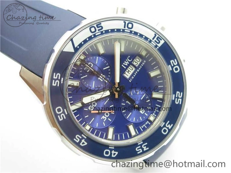 Efficient Aquatimer Chrono IW376711 SS BLS 1:1 Best Edition Blue Dial on Blue Rubber Strap A 7104
