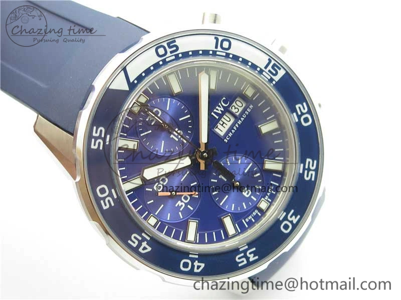 Efficient Aquatimer Chrono IW376711 SS BLS 1:1 Best Edition Blue Dial on Blue Rubber Strap A 7104