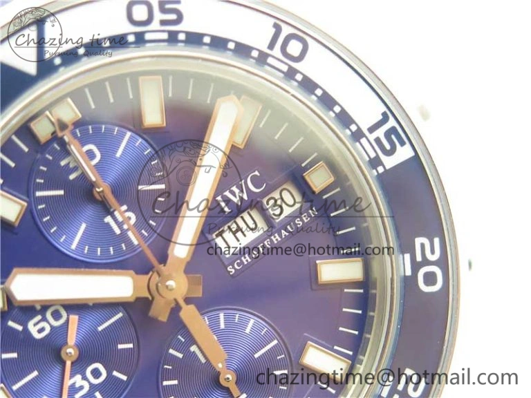 Efficient Aquatimer Chrono IW376711 SS BLS 1:1 Best Edition Blue Dial on Blue Rubber Strap A 7104