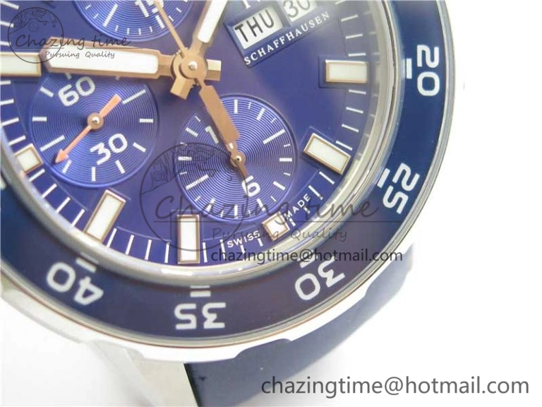 Efficient Aquatimer Chrono IW376711 SS BLS 1:1 Best Edition Blue Dial on Blue Rubber Strap A 7104