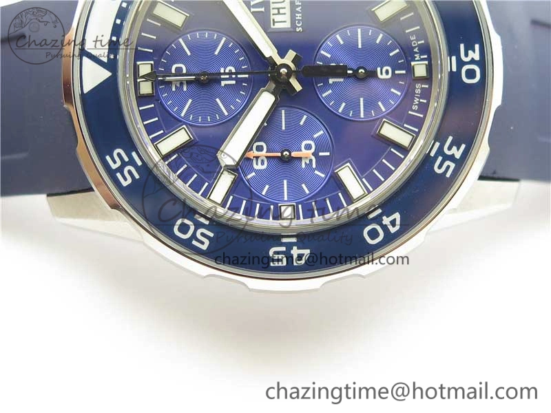 Efficient Aquatimer Chrono IW376711 SS BLS 1:1 Best Edition Blue Dial on Blue Rubber Strap A 7104