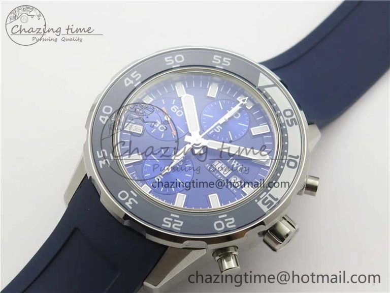 Efficient Aquatimer Chrono IW376711 SS BLS 1:1 Best Edition Blue Dial on Blue Rubber Strap A 7104