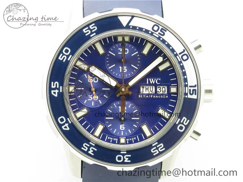 Efficient Aquatimer Chrono IW376711 SS BLS 1:1 Best Edition Blue Dial on Blue Rubber Strap A 7104