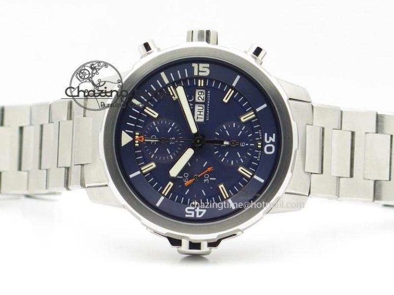 Packable Aquatimer Chrono IW376803 V6F 1:1 Best Edition Blue Dial On SS Bracelet A 7358