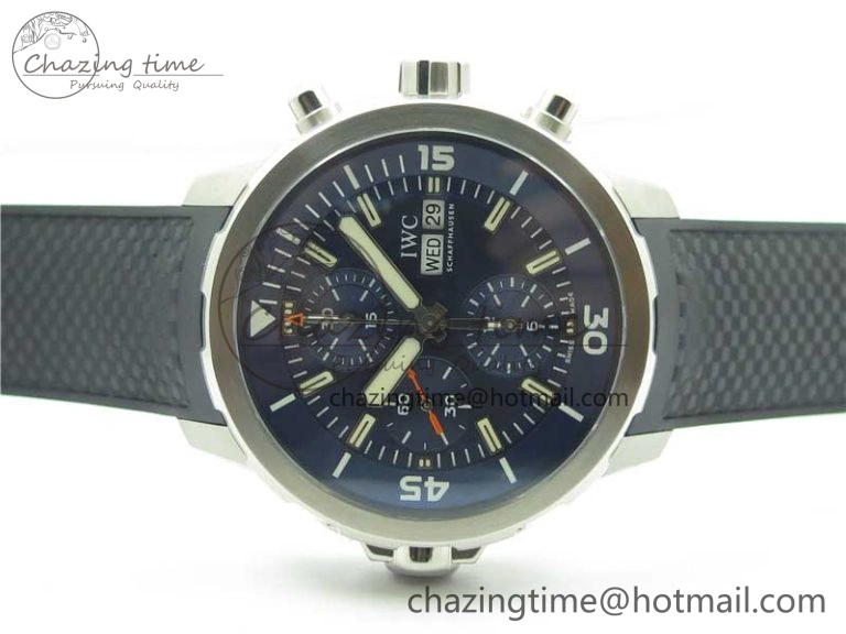 Minimalist Aquatimer Chrono IW376803 V6F 1:1 Best Edition Blue Dial on Ruber Strap A 7083