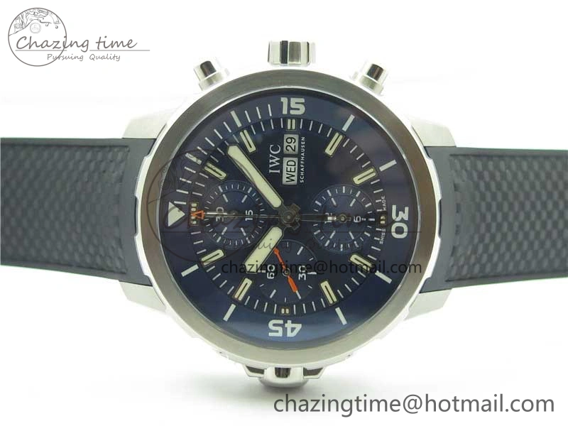 Minimalist Aquatimer Chrono IW376803 V6F 1:1 Best Edition Blue Dial on Ruber Strap A 7083