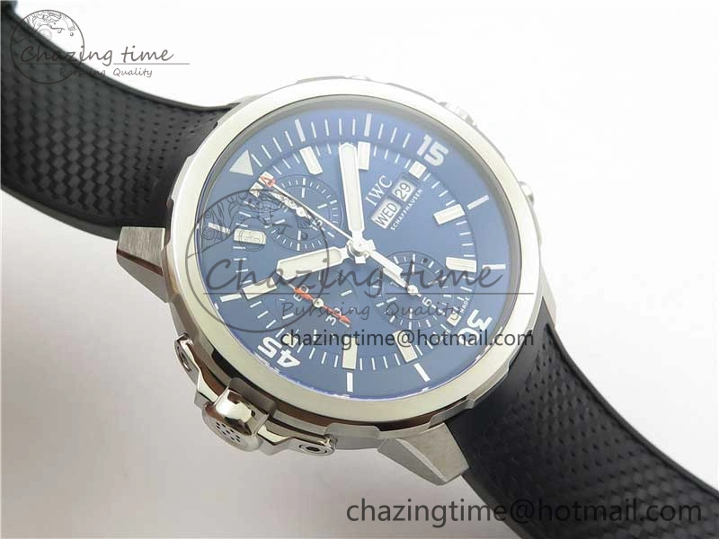 Minimalist Aquatimer Chrono IW376803 V6F 1:1 Best Edition Blue Dial on Ruber Strap A 7083