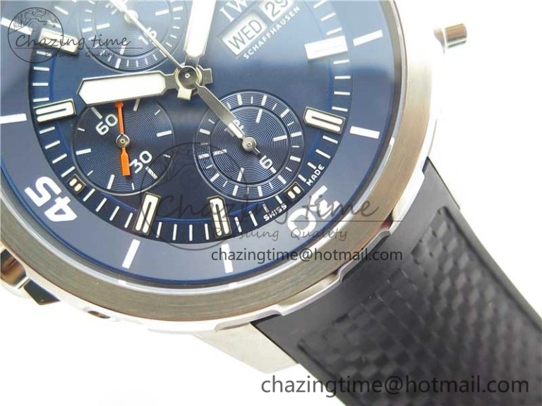 Minimalist Aquatimer Chrono IW376803 V6F 1:1 Best Edition Blue Dial on Ruber Strap A 7083