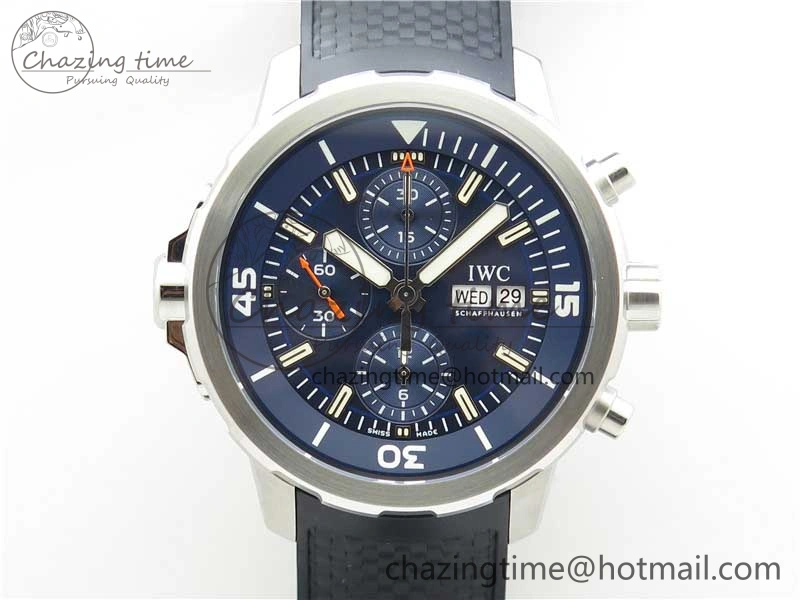 Minimalist Aquatimer Chrono IW376803 V6F 1:1 Best Edition Blue Dial on Ruber Strap A 7083