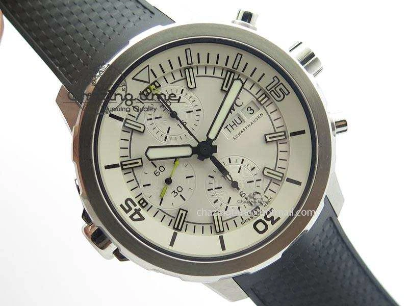 Minimalist Aquatimer Chrono IW376803 V6F 1:1 Best Edition White Dial On Rubber Strap A 7281