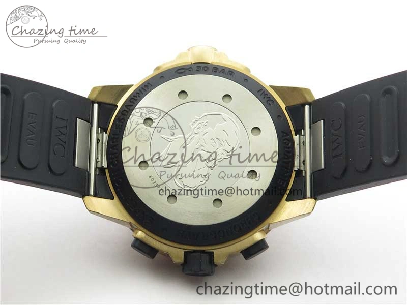 Elegant Aquatimer Chrono IW379503 Bronzo Case V6F 1:1 Best Edition Black Dial on Rubber Strap A 7103