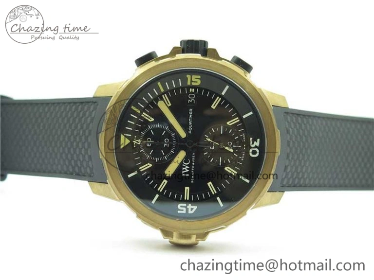 Elegant Aquatimer Chrono IW379503 Bronzo Case V6F 1:1 Best Edition Black Dial on Rubber Strap A 7103