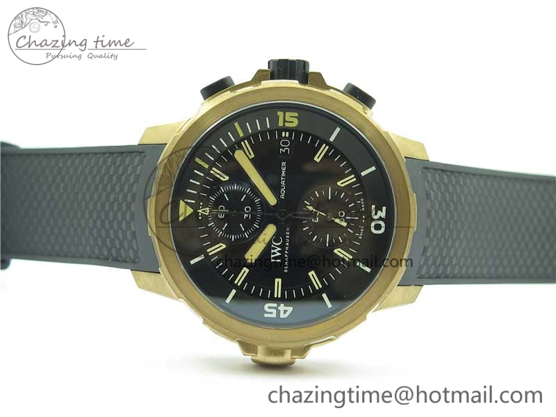 Elegant Aquatimer Chrono IW379503 Bronzo Case V6F 1:1 Best Edition Black Dial on Rubber Strap A 7103