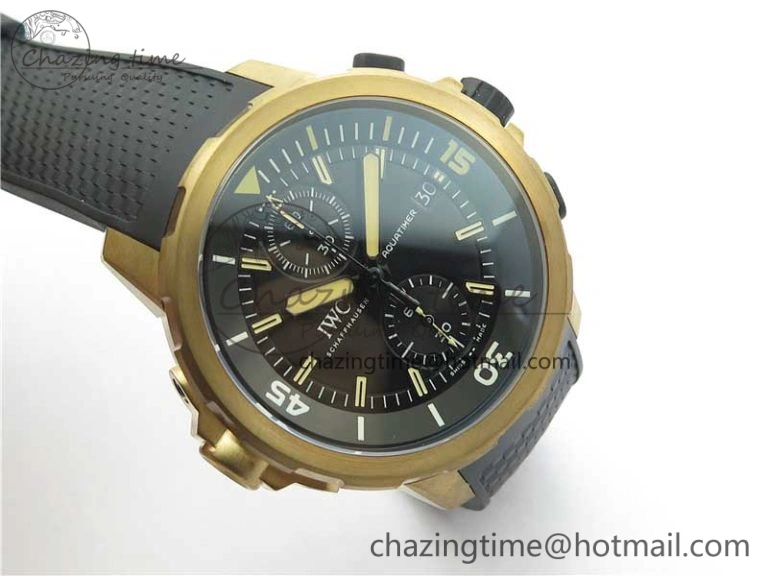 Elegant Aquatimer Chrono IW379503 Bronzo Case V6F 1:1 Best Edition Black Dial on Rubber Strap A 7103