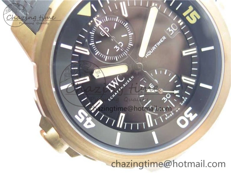 Elegant Aquatimer Chrono IW379503 Bronzo Case V6F 1:1 Best Edition Black Dial on Rubber Strap A 7103