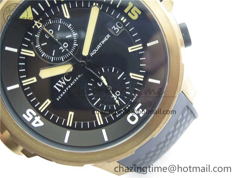 Elegant Aquatimer Chrono IW379503 Bronzo Case V6F 1:1 Best Edition Black Dial on Rubber Strap A 7103