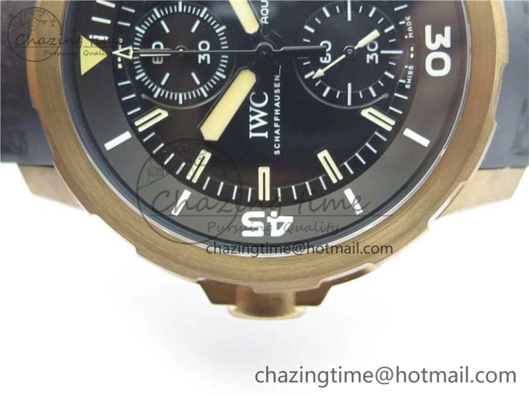 Elegant Aquatimer Chrono IW379503 Bronzo Case V6F 1:1 Best Edition Black Dial on Rubber Strap A 7103