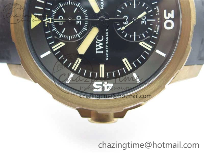 Elegant Aquatimer Chrono IW379503 Bronzo Case V6F 1:1 Best Edition Black Dial on Rubber Strap A 7103