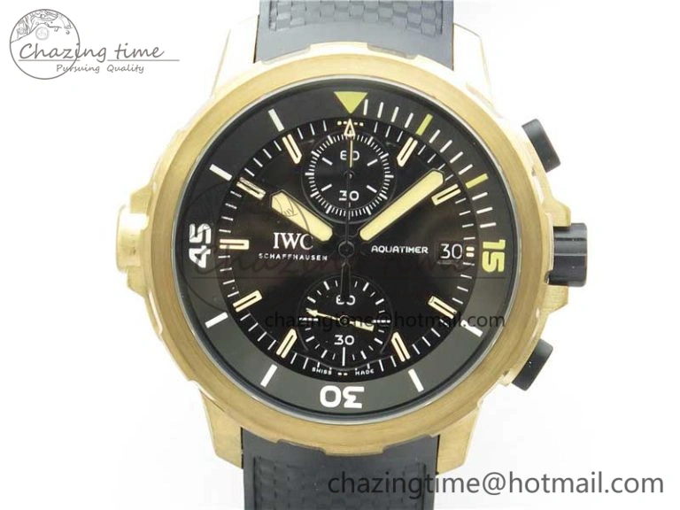 Elegant Aquatimer Chrono IW379503 Bronzo Case V6F 1:1 Best Edition Black Dial on Rubber Strap A 7103