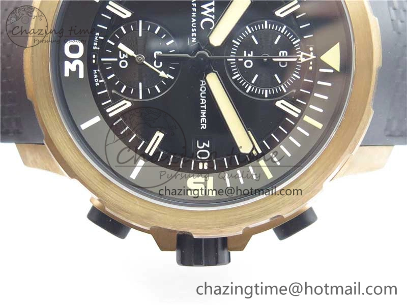 Elegant Aquatimer Chrono IW379503 Bronzo Case V6F 1:1 Best Edition Black Dial on Rubber Strap A 7103