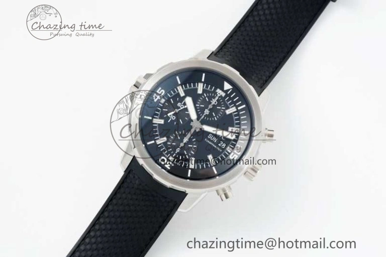 Aquatimer Chrono SS RSF 1:1 Best Edition Black Dial on Black Rubber Strap A Functional 7073
