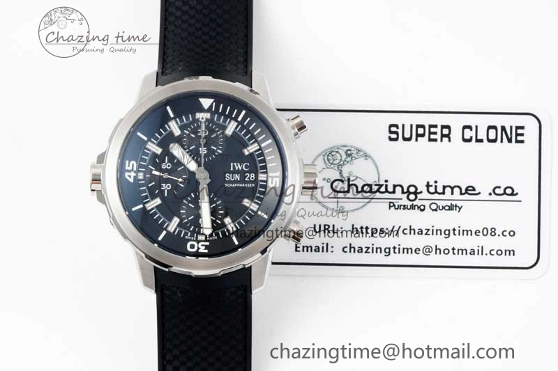Aquatimer Chrono SS RSF 1:1 Best Edition Black Dial on Black Rubber Strap A Functional 7073
