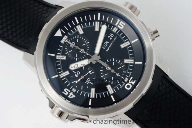 Aquatimer Chrono SS RSF 1:1 Best Edition Black Dial on Black Rubber Strap A Functional 7073