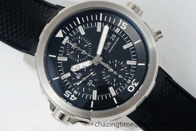 Aquatimer Chrono SS RSF 1:1 Best Edition Black Dial on Black Rubber Strap A Functional 7073