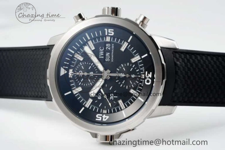 Aquatimer Chrono SS RSF 1:1 Best Edition Black Dial on Black Rubber Strap A Functional 7073