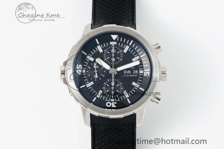 Aquatimer Chrono SS RSF 1:1 Best Edition Black Dial on Black Rubber Strap A Functional 7073
