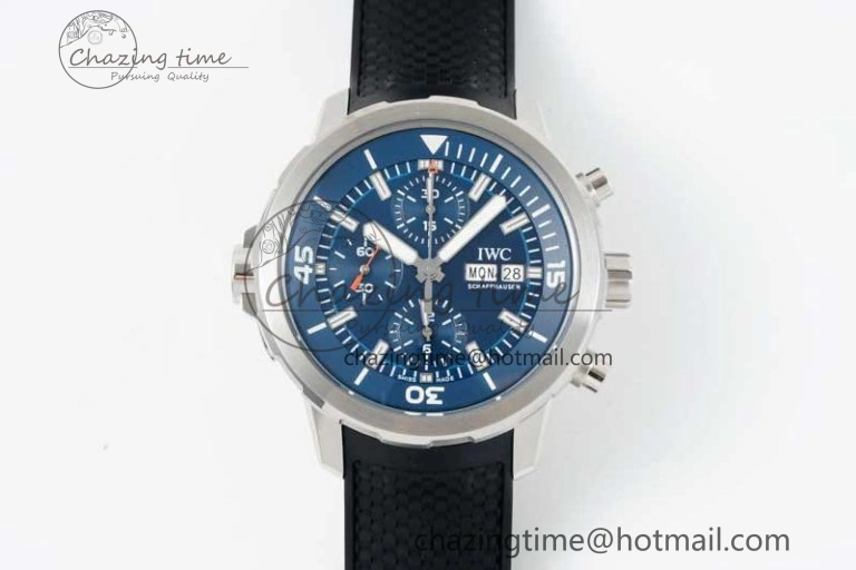 DailyWear Aquatimer Chrono SS RSF 1:1 Best Edition Blue Dial on Black Rubber Strap A 7075