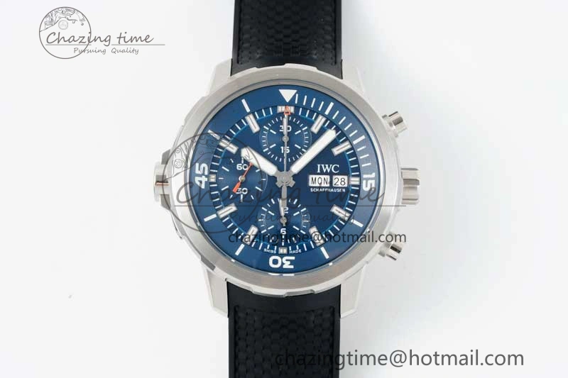 DailyWear Aquatimer Chrono SS RSF 1:1 Best Edition Blue Dial on Black Rubber Strap A 7075