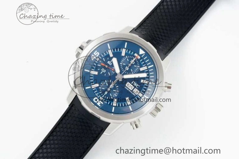 DailyWear Aquatimer Chrono SS RSF 1:1 Best Edition Blue Dial on Black Rubber Strap A 7075