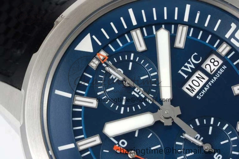 DailyWear Aquatimer Chrono SS RSF 1:1 Best Edition Blue Dial on Black Rubber Strap A 7075