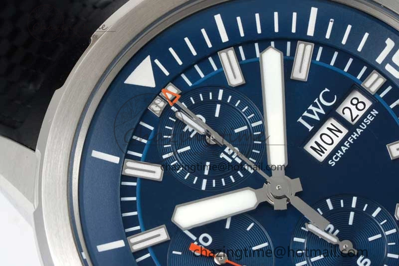 DailyWear Aquatimer Chrono SS RSF 1:1 Best Edition Blue Dial on Black Rubber Strap A 7075