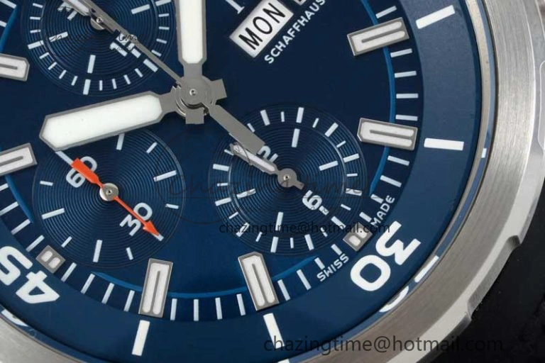 DailyWear Aquatimer Chrono SS RSF 1:1 Best Edition Blue Dial on Black Rubber Strap A 7075