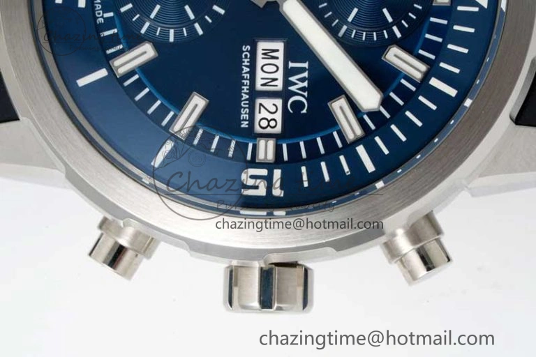 DailyWear Aquatimer Chrono SS RSF 1:1 Best Edition Blue Dial on Black Rubber Strap A 7075