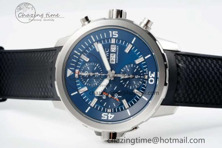 DailyWear Aquatimer Chrono SS RSF 1:1 Best Edition Blue Dial on Black Rubber Strap A 7075