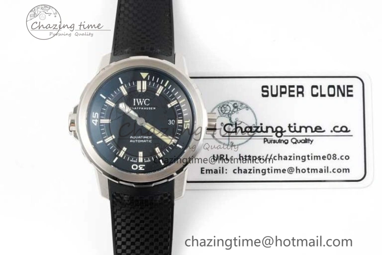 Aquatimer SS IW3290 RSF 1:1 Best Edition Black Dial on Black Rubber Strap A FashionForward 7076