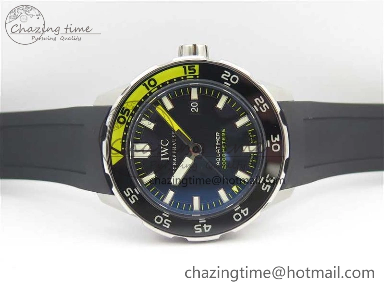 EasyCare Aquatimer SS IW356802 ZZF 1:1 Best Edition Black Dial on Black Rubber Strap MIYOTA 7128