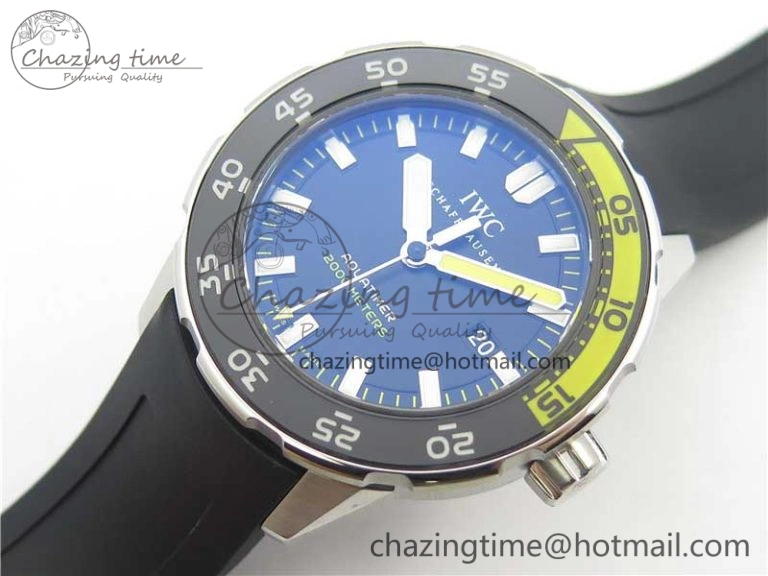 EasyCare Aquatimer SS IW356802 ZZF 1:1 Best Edition Black Dial on Black Rubber Strap MIYOTA 7128