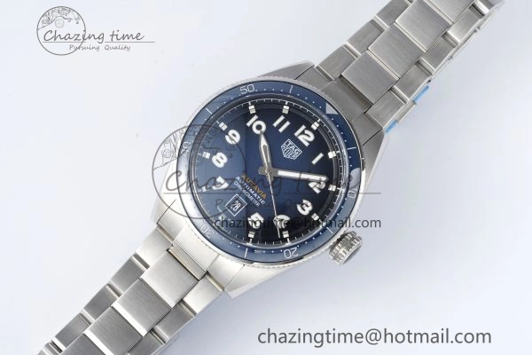 Attractive Autavia SS 42mm TARF 1:1 Best Edition Blue Dial Blue Ceramic Bezel on SS Bracelet SW 9663