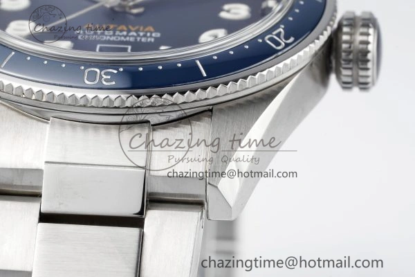 Attractive Autavia SS 42mm TARF 1:1 Best Edition Blue Dial Blue Ceramic Bezel on SS Bracelet SW 9663