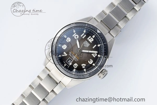 Classic Autavia SS 42mm TARF 1:1 Best Edition Gray Dial Black Ceramic Bezel on SS Bracelet SW 9656
