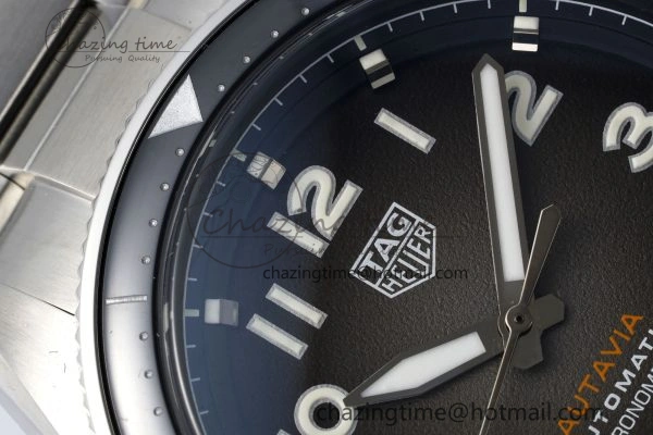 Classic Autavia SS 42mm TARF 1:1 Best Edition Gray Dial Black Ceramic Bezel on SS Bracelet SW 9656