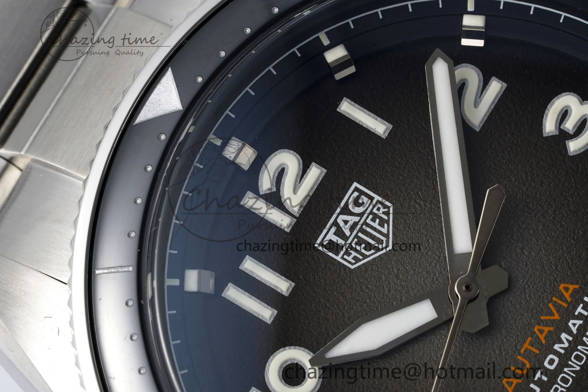 Classic Autavia SS 42mm TARF 1:1 Best Edition Gray Dial Black Ceramic Bezel on SS Bracelet SW 9656