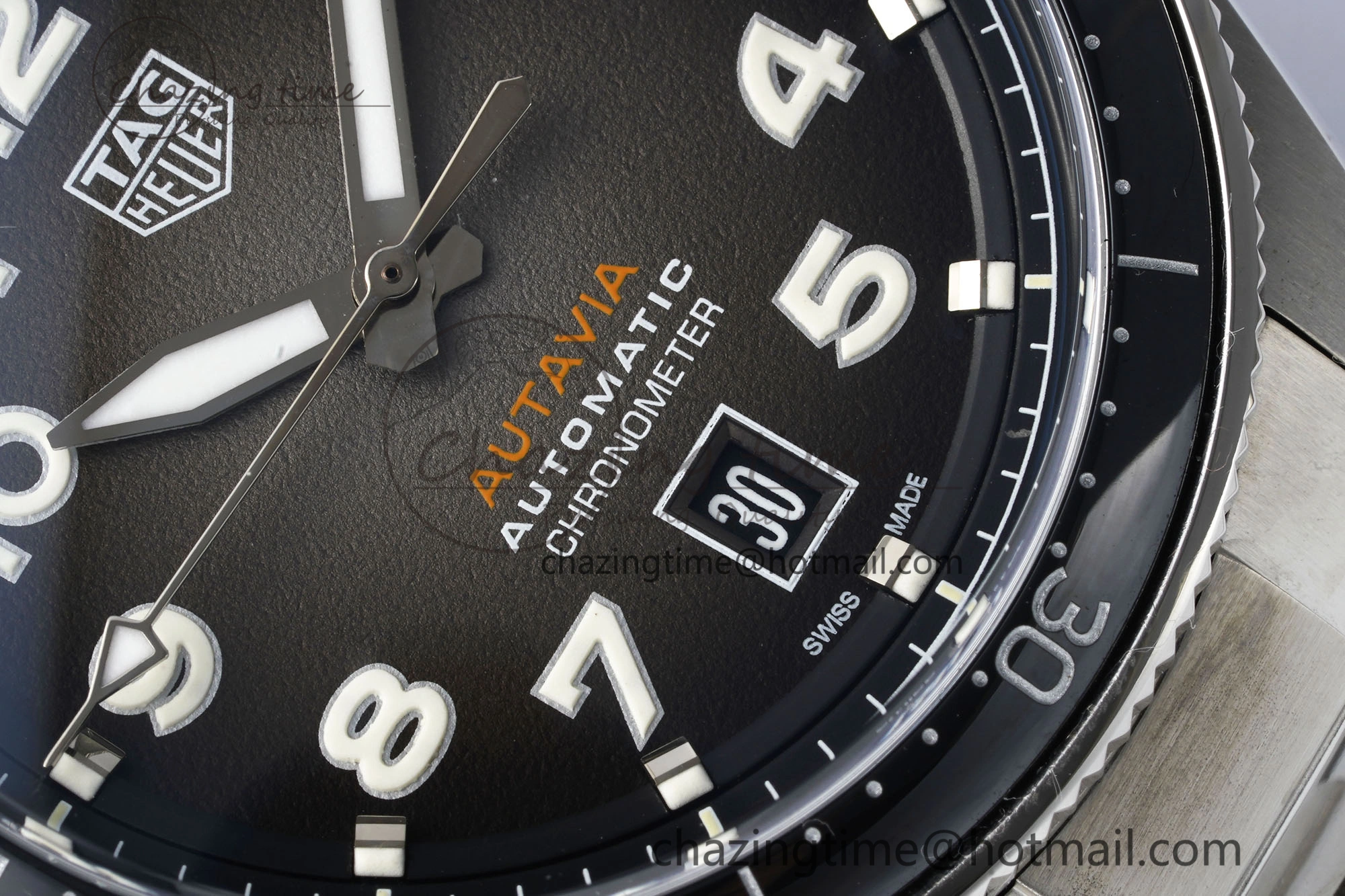 Classic Autavia SS 42mm TARF 1:1 Best Edition Gray Dial Black Ceramic Bezel on SS Bracelet SW 9656