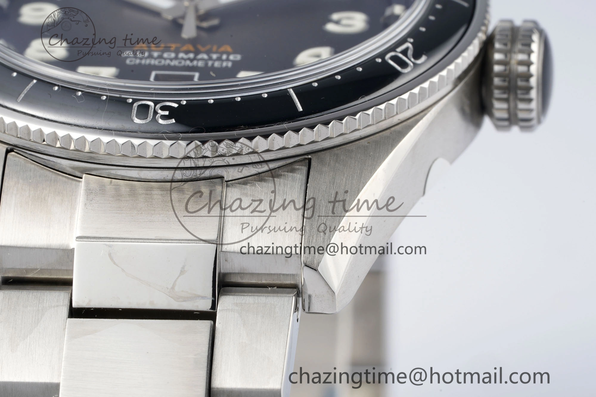 Classic Autavia SS 42mm TARF 1:1 Best Edition Gray Dial Black Ceramic Bezel on SS Bracelet SW 9656