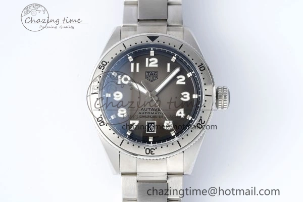 UrbanChic Autavia SS 42mm TARF 1:1 Best Edition Gray Dial SS Bezel on SS Bracelet SW 9657