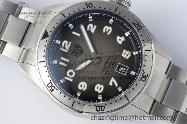 UrbanChic Autavia SS 42mm TARF 1:1 Best Edition Gray Dial SS Bezel on SS Bracelet SW 9657